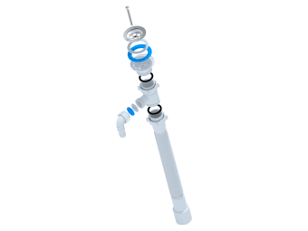 Сифон для мойки АНИ Пласт G118 1 1/2 дюйма 40/50 мм гофрированный 648-1488 мм с отводом для стиральной машины