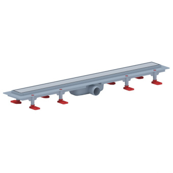 Трап линейный пластиковый АНИ Пласт TLQ1175M DN40 с сухим затвором и матовой решёткой Штиль 750х62 мм