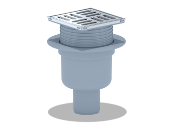 Трап для душа АНИ Пласт TQ5702 DN50 вертикальный регулируемый с сухим затвором и решёткой из нержавеющей стали 100х100 мм