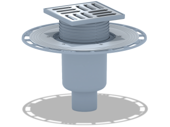 Трап для душа АНИ Пласт THQ5714 DN50 вертикальный регулируемый с сухим затвором и решёткой из нержавеющей стали 120х120 мм