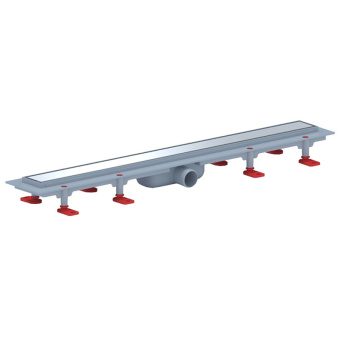 Трап линейный пластиковый АНИ Пласт TLQ1175G DN40 с сухим затвором и глянцевой решёткой Штиль 750х62 мм