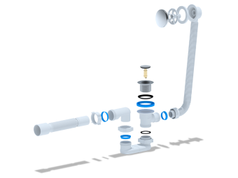 Сифон для ванны АНИ Пласт EC055 1 1/2 дюйма 40 мм клик-клак с переливом и гибкой трубой 40х50 мм