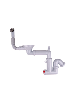 Cифон для мойки АНИ Пласт F серия F5345S 3 1/2 дюйма 40 мм смещенный с гибким переливом и отводом для стиральной машины
