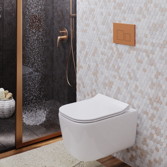 Клавиша смыва для скрытой инсталляции унитаза, АНИ Пласт, квадратная, медь матовая, WP1688