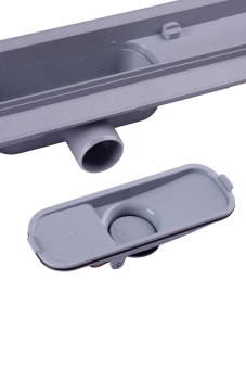 Трап линейный пластиковый АНИ Пласт TLQ1365M DN40 с сухим затвором и матовой решёткой Бриз 650х62 мм