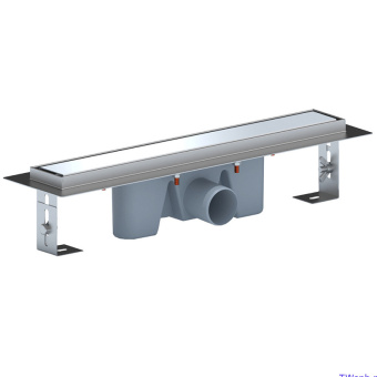 Трап линейный из нержавеющей стали АНИ Пласт TLZ2145G DN50 с комбинированным затвором глянцевой решёткой Штиль 450х65 мм