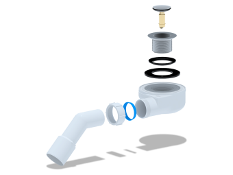 Сифон для душевого поддона АНИ Пласт E451CL 1 1/2 дюйма 60 мм клик-клак с переходной трубой 45 градусов 40х50 мм