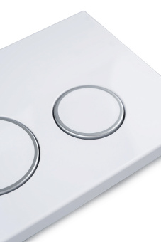 Клавиша АНИ Пласт для системы скрытой установки унитаза глянцевая белая, обод сатин, клавиша белый глянец WPG2040G