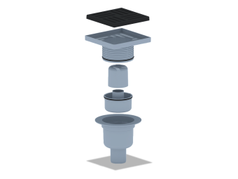 Трап вертикальный регулируемый АНИ Пласт TA5716 выпуск 50 мм с решеткой из чугуна 150х150 мм