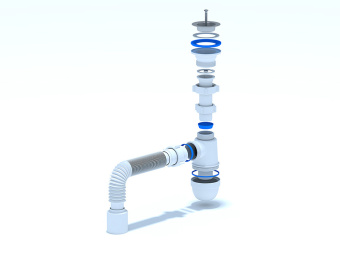 Сифон для мойки АНИ Пласт C0110 1 1/2 дюйма 40 мм с гибкой трубой 40х50 мм