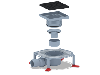 Трап горизонтальный регулируемый АНИ Пласт TVA5616 выпуск 50 мм с решеткой из чугуна 150х150 мм