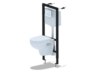 Набор инсталляции 50 см АНИ Пласт WN1112 с унитазом, крышкой, овальной клавишей хром матовый