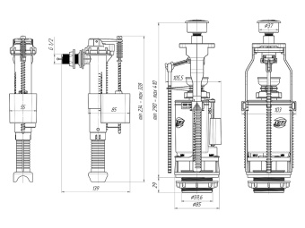 Набор с боковой подводкой АНИ Пласт WC9010C 1/2 дюйма с пластиковым штуцером двойная кнопка хром