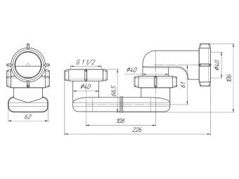 Сифон для ванны АНИ Пласт E000 1 1/2 дюйма 40 мм плоский без выпуска