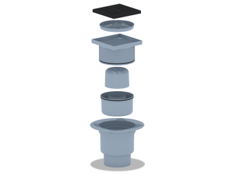 Трап для душа АНИ Пласт TA1716 вертикальный регулируемый с выпуском 110 мм и чугунной решеткой 150х150 мм