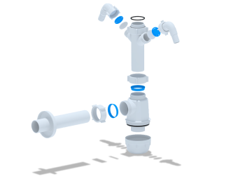 Сифон для мойки АНИ Грот A1120 без выпуска с двумя отводами для стиральной машины 1 1/2 дюйма 40 мм