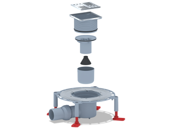 Трап для душа АНИ Пласт THZ5602 DN50 горизонтальный регулируемый с комбинированным затвором и решёткой из нержавеющей стали 100х100 мм