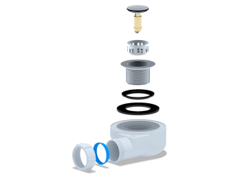 Сифон для душевого поддона АНИ Пласт E450CLS 1 1/2 дюйма 50 мм высота 53 мм клик-клак с сеткой
