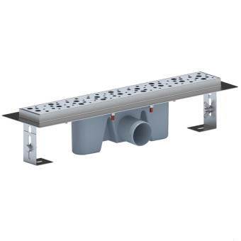 Трап линейный из нержавеющей стали АНИ Пласт TLZ2345M DN50 с комбинированным затвором матовой решёткой Бриз 850х65 мм