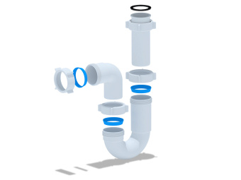 Сифон для мойки АНИ Пласт D0120 1 1/2 дюйма 40 мм прямоточный без выпуска