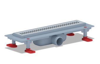 Трап линейный пластиковый АНИ Пласт TL1235M выпуск 40 мм решётка Риф матовая нержавеющая сталь 350 мм