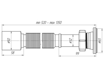 Сифон для мойки АНИ Пласт G215 1 1/4 дюйма 50 мм гофрированный 520-1350 мм