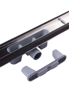 Трап линейный из нержавеющей стали АНИ Пласт TLZ2485M DN50 с комбинированным затвором матовой решёткой Бимс 850х65 мм