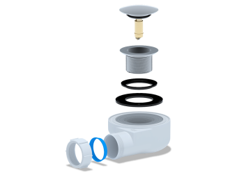 Сифон для душевого поддона АНИ Пласт E450CLG 1 1/2 дюйма 50 мм высота 53 мм клик-клак гриб
