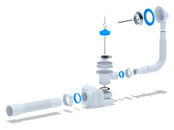 Сифон для ванны АНИ Пласт Бриг E655 1 1/2 дюйма с переливом и гибкой трубой 40х50 мм
