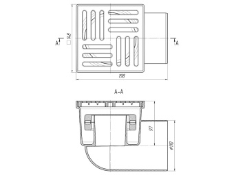 Трап для душа АНИ Пласт TQ1110 DN110 горизонтальный нерегулируемый с сухим затвором и решёткой из пластика 150х150 мм
