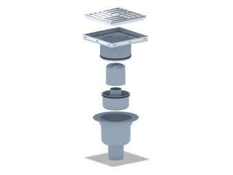 Трап вертикальный регулируемый АНИ Пласт TA5712 слив 50 мм с решеткой из нержавеющей стали 150х150 мм