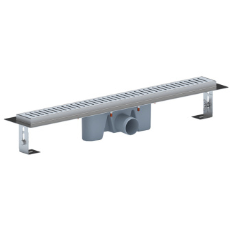 Трап линейный из нержавеющей стали АНИ Пласт TLZ2465M DN50 с комбинированным затвором матовой решёткой Бимс 650х65 мм