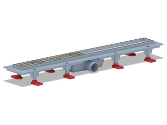 Трап линейный пластиковый АНИ Пласт TLQ1065 DN40 с сухим затвором и матовой решёткой под плитку МОЛ 650х62 мм