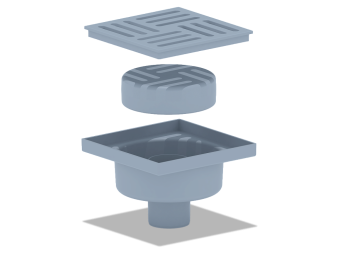 Трап для душа АНИ Пласт TQ5210 DN50 вертикальный нерегулируемый с сухим затвором и решёткой из пластика 150х150 мм