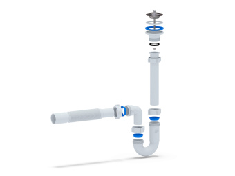 Сифон для раковины АНИ Пласт DB1015 1 1/4 дюйма 32 мм прямоточный с гибкой трубой 32х32/40 мм