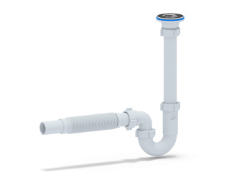 Сифон для раковины АНИ Пласт DB1005 1 1/4 дюйма 32 мм прямоточный с гибкой трубой 32х32 мм