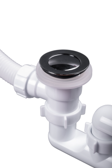 Сифон для ванны АНИ Пласт EC255 1 1/2 дюйма 40 мм клик-клак с переливом и гибкой трубой 40х50 мм