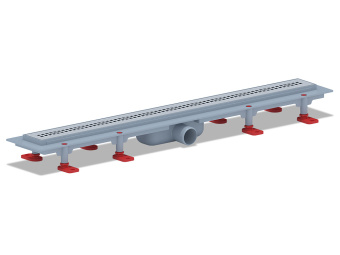 Трап линейный пластиковый АНИ Пласт TL1275M выпуск 40 мм решётка Риф матовая нержавеющая сталь 750 мм