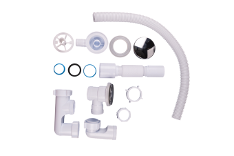 Сифон для ванны АНИ Пласт EC255S 1 1/2 дюйма 40 мм клик-клак с сеткой с переливом и гибкой трубой 40х50 мм