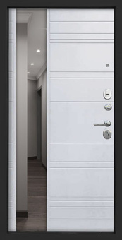 Дверь входная Космо Z, цвет Зеркало Стиль белое матовое, панель - Космо z цвет Зеркало Стиль белое матовое