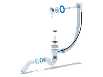 Перелив полуавтомат с прямоточным сифоном АНИ Пласт EM311 580 мм с переходной трубой 45 градусов 40х50 мм