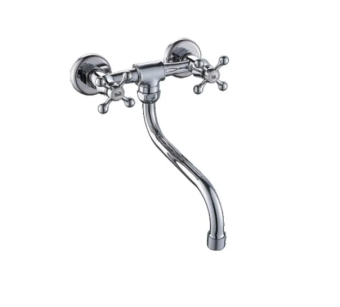 Смеситель Эверест, двухвент. для кухни, настенный, пластик. кран-букса,гусак 28см, B46-351, (шт.)			