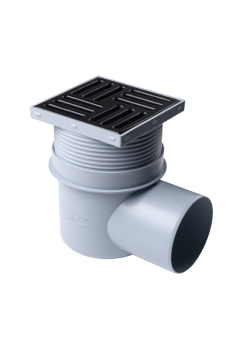 Трап для душа АНИ Пласт TQ1616 DN110 горизонтальный регулируемый с сухим затвором и решёткой из чугуна 150х150 мм