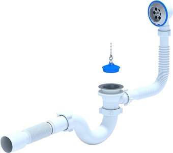 Сифон для ванны АНИ Пласт VE155 1 1/2 дюйма 40 мм с гибкой трубой 375х40х50 мм
