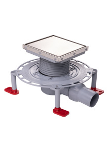 Трап для душа АНИ Пласт THQ5612 DN50 горизонтальный регулируемый с сухим затвором и решёткой из нержавеющей стали 150х150 мм