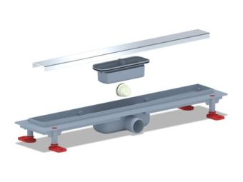 Трап линейный пластиковый АНИ Пласт TL1155G выпуск 40 мм решётка Штиль глянцевая нержавеющая сталь 550 мм