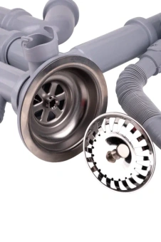 Cифон для мойки АНИ Пласт F серия F7500S 3 1/2 дюйма 40 мм двойной смещенный с гибким переливом и отводом для стиральной машины