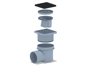 Трап для душа АНИ Пласт TQ1616 DN110 горизонтальный регулируемый с сухим затвором и решёткой из чугуна 150х150 мм