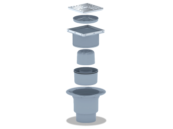 Трап для душа АНИ Пласт TA1712 вертикальный регулируемый с выпуском 110 мм и решеткой из нержавеющей стали 150х150 мм