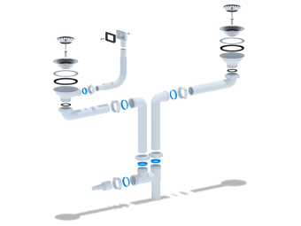Набор АНИ Пласт L1015 для двойного универсального разноуровнего сифона с выпуском 3 1/2 дюйма